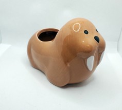 Walrus Animal Planter Grow Kit, ceramic pot with soil and mint herb seeds image 5