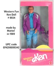 Vintage 1989 Western Fun Ken Doll #9934 Original Box shows some wear - £28.24 GBP