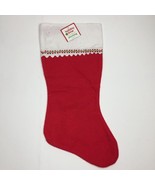Holiday Time Set of 2 Red White Felt Christmas Stockings 17&quot; Ornament De... - £11.94 GBP