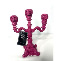 Martha Stewart Hot Pink Skull Candleholder Halloween - £27.22 GBP