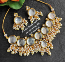 Bollywood Stil Vergoldet Indisch Halskette Ohrringe Perle Kundan Schmuck Set - £52.22 GBP