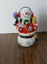 Vintage 4 Inch  Snowman Ceramic Mini Candy Container Damaged - £6.20 GBP