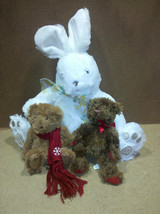 22TT37 Set Of 3 Stuffed Animals: 14&quot; Rabbit, 2 Smaller Bears, Very Good Cond - £10.50 GBP