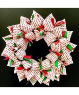 Christmas Time Red, Green, and White ho! ho! ho! Handmade Fabric Wreath - $53.00
