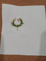 Completed Snowman Wreath Christmas Finished Cross Stitch - $7.95