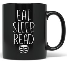 PixiDoodle Eat Sleep Read - Bookworm and Book Lovers Coffee Mug (11 oz, Black) - £20.77 GBP+