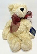 Heritage Collection by Ganz Vintage Sugar Teddy Bear Plush 13&quot; White Red Bow - £16.01 GBP