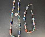 REPLICA ROMAN PHOENCAIN MOSAIC GLASS FACE BEADS 2 Necklaces colorful - $22.44