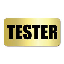 TESTER 1&quot; x 0.5&quot; Round Corner Rectangle on Shiny Gold Foil, Roll of 500 - £34.20 GBP