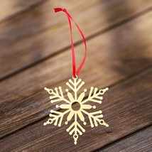 Wooden Christmas Ornament Snowflake - Holiday Gift Home Decor 4&quot; With Gi... - $5.45