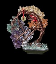 Feng Shui 7 Chakra Crystal Gemstone Bonsai Money Tree on Acopa Base 8" Decor New image 3