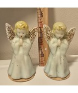 2 Vintage GURLEY 5&quot; Praying Angel Christmas Candles Novelty Glitter Wing... - $36.90 CAD