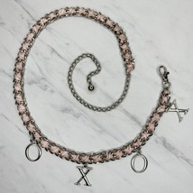 XO Charm Light Pink Woven Silver Tone Metal Chain Link Belt OS One Size - £15.81 GBP