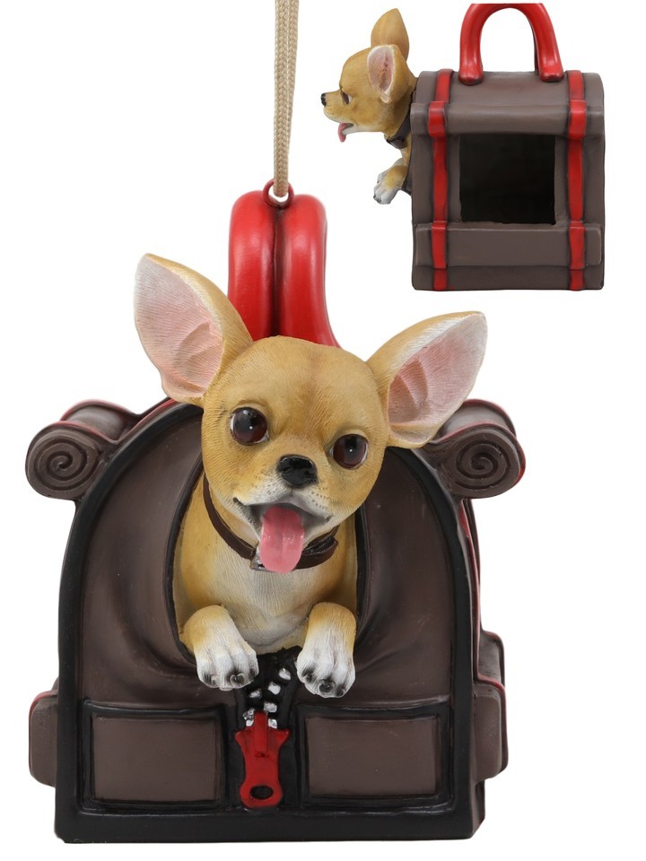 Ebros Teacup Chihuahua In Dog Purse Bird Feeder With Hanging Ropes Figurine Item image 3