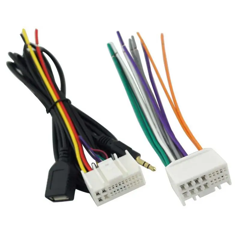 Car Audio Wiring Harness Cable Harness Plug With USB AUX Line For KIA K2K5 Spo - £10.80 GBP