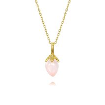 925 Silver Teardrop-Shaped Rose Quartz Lily of the Valley Pendant Necklace - £37.37 GBP+