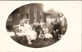 RPPC Mom Dad Granny Sis and the Kids in the Yard c1908 Real Photo Postcard Z20 - £7.97 GBP