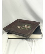 Antique Chinese Primitive Red Lacquer Wood Serving Tray Painted Floral S... - €80,43 EUR