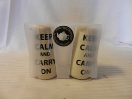 Keep Calm And Carry On Ceramic Salt &amp; Pepper Shaker Set from Old Pottery... - £23.56 GBP