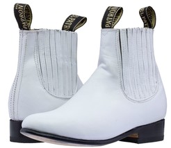 Boys Toddler White Smooth Leather Ankle Boots Western Dress Round Toe - $52.24
