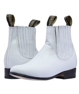 Boys Toddler White Smooth Leather Ankle Boots Western Dress Round Toe - £43.06 GBP