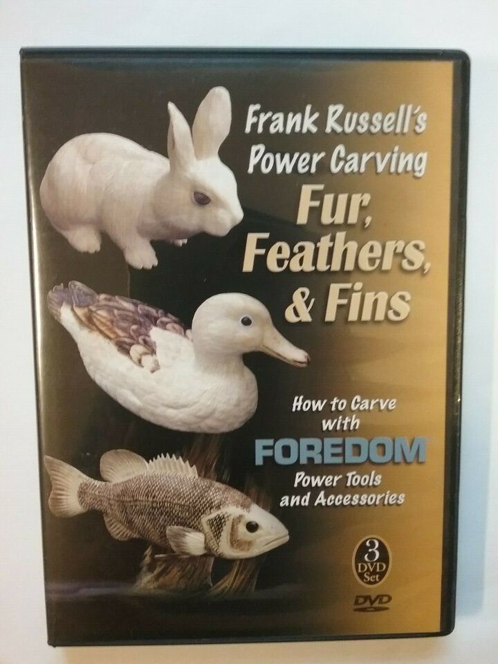 Frank Russell&#39;s Power Carving: Fur, Feathers, and Fins  3 DVDs, 2007, Ve... - $16.69