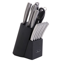 Oster Wellisford 14 Piece Stainless Steel Cutlery Set with Black Rubber Wood Blo - $1,841.21 MXN