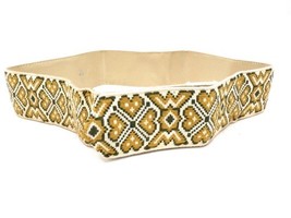 Vintage Belt Geometric Tapestry  Size 10 1960S Snap Close Gold Black  Pa... - $23.76