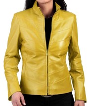 Women&#39;s Genuine Lambskin Real Leather Motorcycle Slim fit Biker Jacket -... - £93.64 GBP