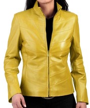 Women&#39;s Genuine Lambskin Real Leather Motorcycle Slim fit Biker Jacket -... - £92.39 GBP