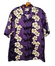 Hilo Hattie Mens Floral Hawaiian Shirt Size 2XL Purple Tropical Pocket T... - £21.00 GBP