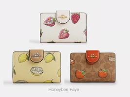 NWT Coach Medium Corner Zip Wallet With Strawberry/Lemon/Orange Print - $129.00