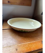 Vintage Pale Yellow w Green Flowers &amp; Leaves OvenServe Pottery Pie Plate... - £11.93 GBP