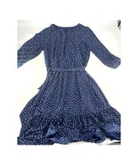 Talbots Womens Dress Size 12 Navy Blue Nautical Anchor Print Tie Waist F... - $54.56