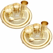 Prisha India Craft Embossed Design Pure Brass Dinner Thali Set, Dinnerwa... - £141.00 GBP