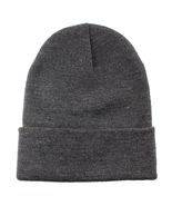 Unisex Plain Warm Knit Beanie Hat Cuff Skull Ski Cap Dark gray 1pcs - $9.99