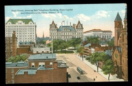 Vintage Postcard State Street Bell Telephone State Capitol Albany New York - $12.86