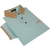 Men Sports Shirt PAZO by DE-NIKO Short Sleeves Cotton Polo Shirt DBK2303 Mint image 3