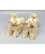 Vtg 50s Ivory Ceramic Spaghetti Poodle Figurines Set Of 2 Kitsch - $21.67
