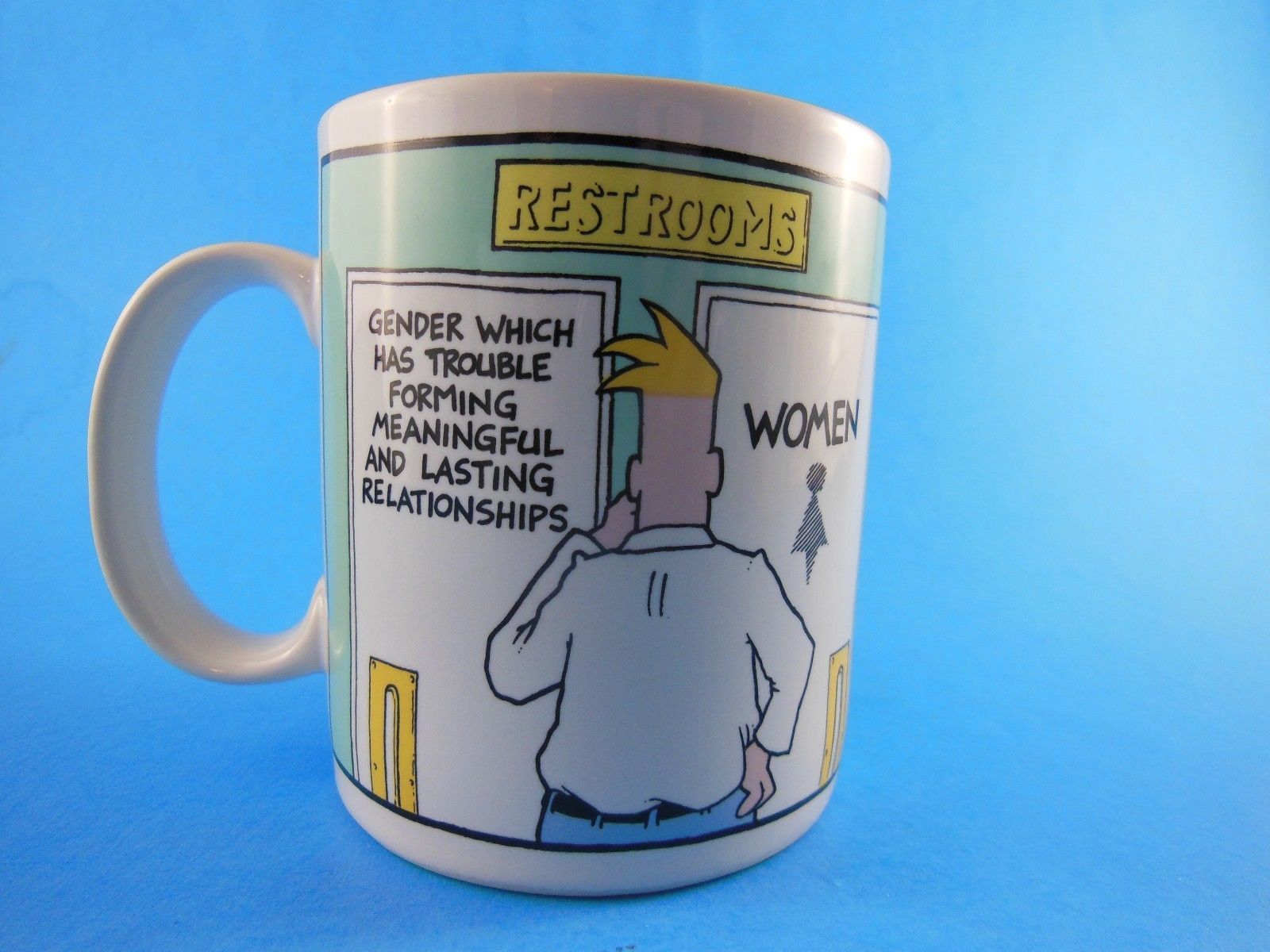 In the Comics Women and Men&#39;s Bathroom Gag  Mug Cup Dave Papel - $6.23