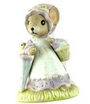 Enecso Country Calico Mice Figurine Girl Mouse w Bird Porcelain Vintage ... - $11.48