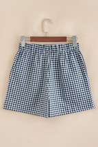 Black Gingham Printed High Waist Shorts - $190.46 MXN
