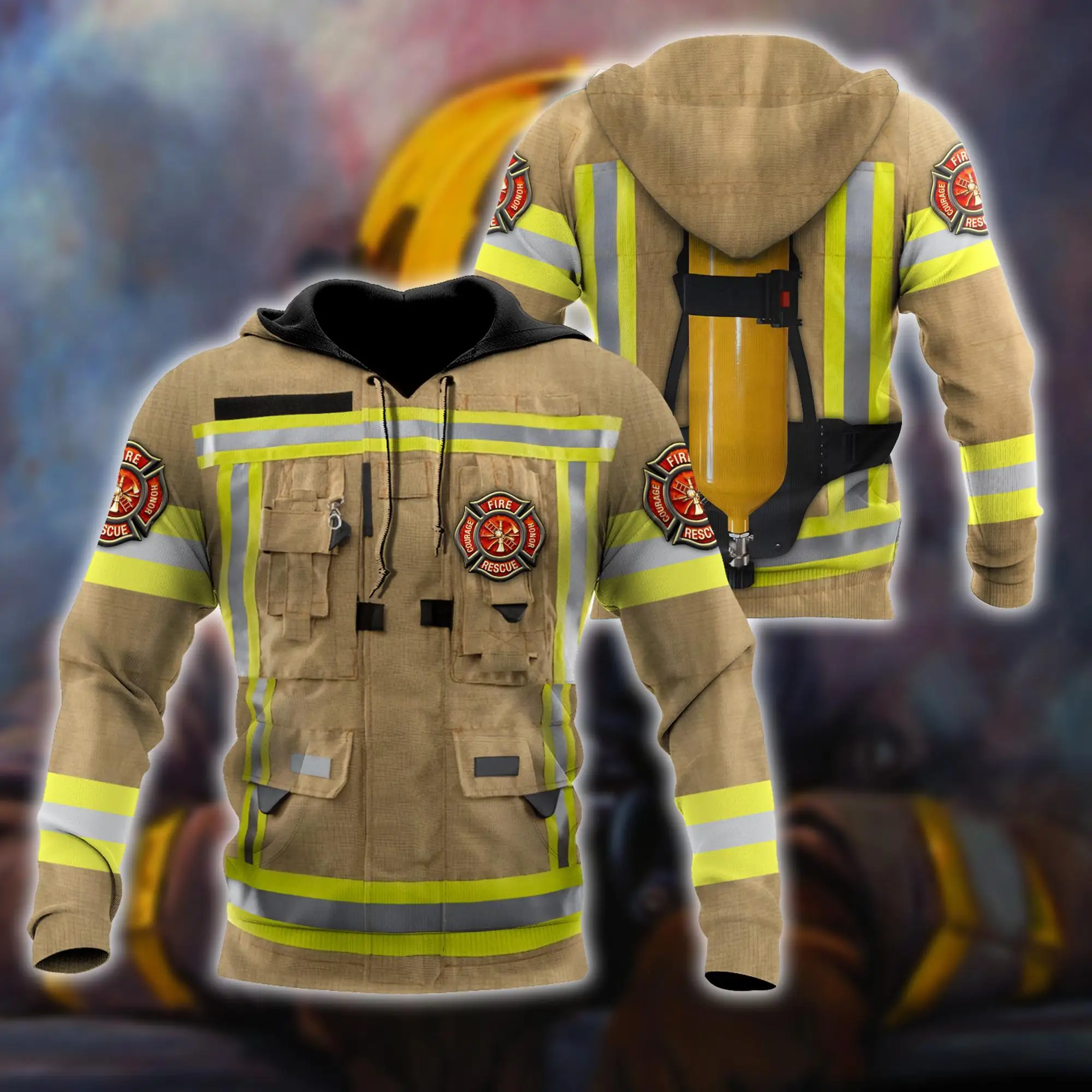 Strong Firefighter Art 3D Printed Men Hoodie Autumn and winter Unisex Deluxe  Zi - £99.51 GBP