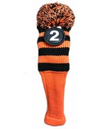 Tour #2 Hybrid Black Orange Golf Headcover Knit Pom Pom Retro Classic He... - €13,23 EUR