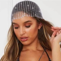 Mesh Rhinestone Headband Glitter Fishnet Diamond Headpiece Party Rave Ha... - $23.09