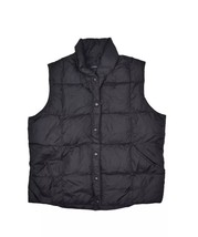 Lands End Puffer Vest Womens L Black Quilted Snap Button Jacket Goose Down - £25.40 GBP