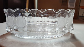 Vintage Fostoria Coin Glass Oval Bowl with Scalloped Top and Panels. - £14.06 GBP
