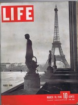 ORIGINAL Vintage Life Magazine March 18 1946 Eiffel Tower Paris France - £23.26 GBP