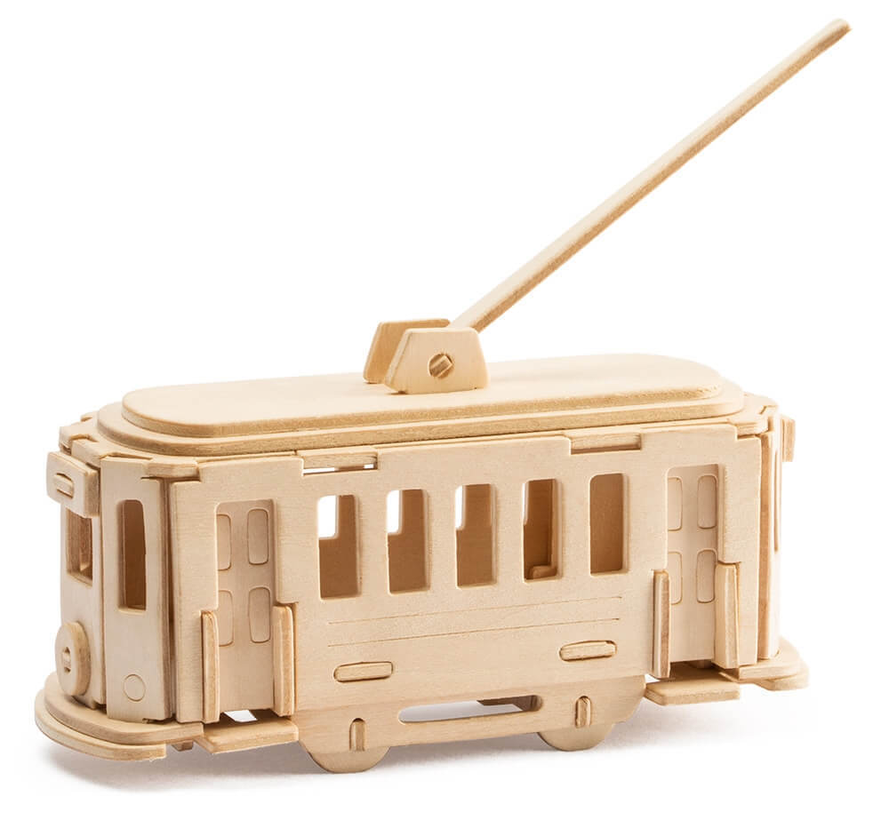 Trolley Bus 3D Wooden Puzzle DIY 3 Dimensional Wood Build It Yourself Project - £5.44 GBP