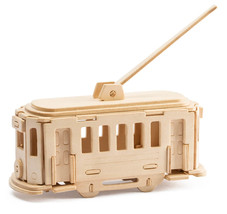 Trolley Bus 3D Wooden Puzzle DIY 3 Dimensional Wood Build It Yourself Project - £5.48 GBP